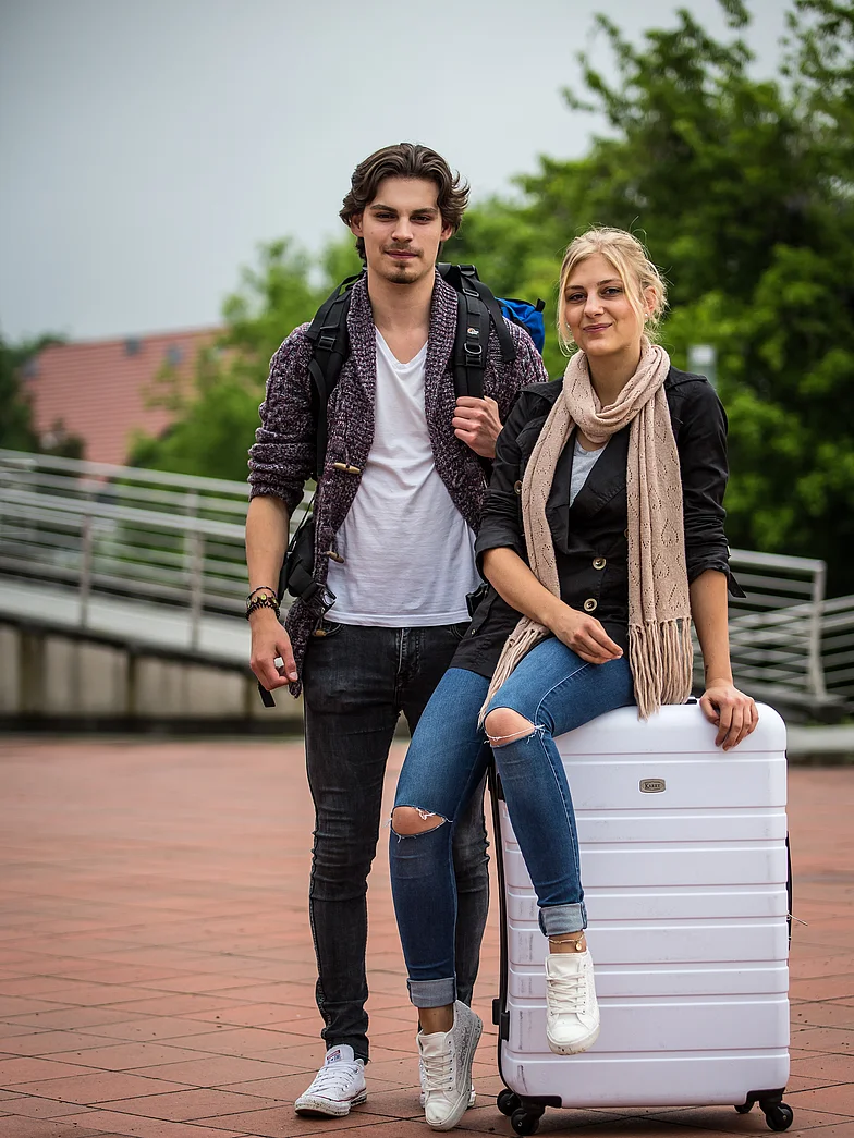 Volunteers with luggage
